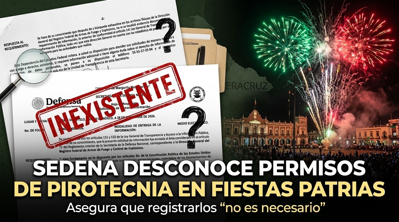 SEDENA desconoce qué municipios de Veracruz usaron pirotecnia en Fiestas Patrias; asegura que permisos “no son necesarios”