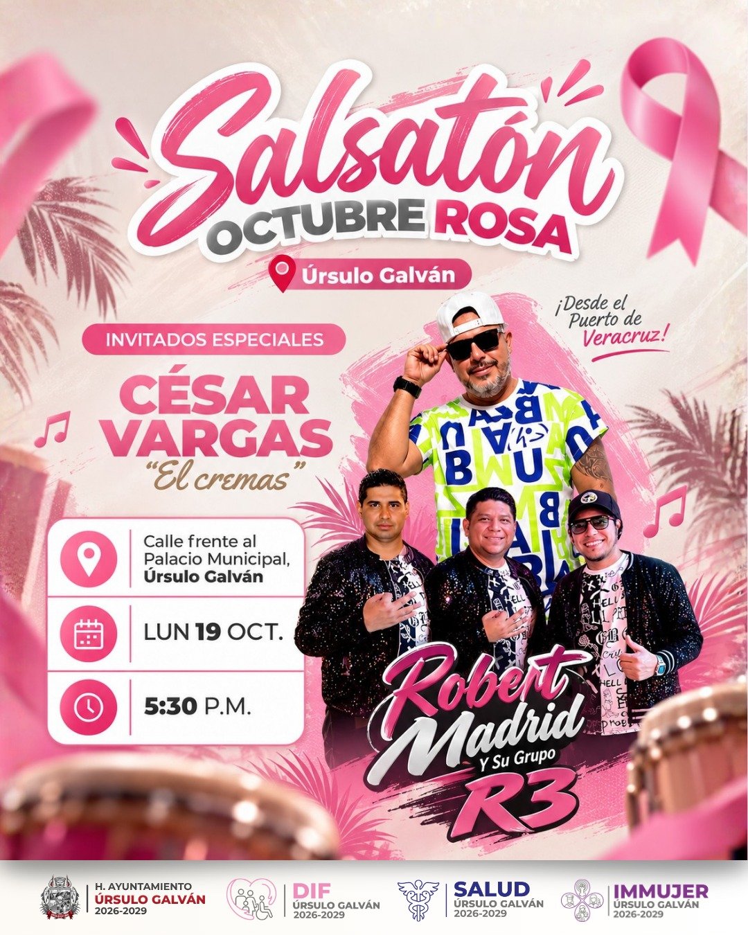 Promueven la prevención del cáncer de mama en Úrsulo Galván con el “Salsatón Octubre Rosa”