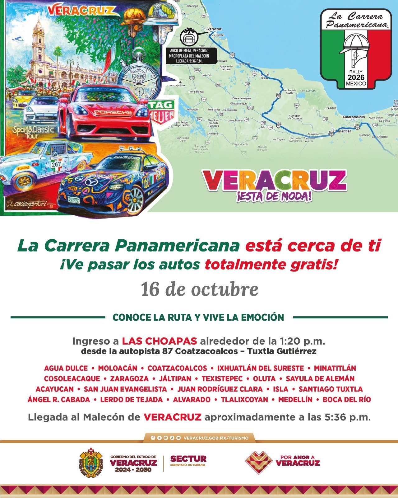 Carrera Panamericana pasará por la región Cardel hasta llegar a Xalapa