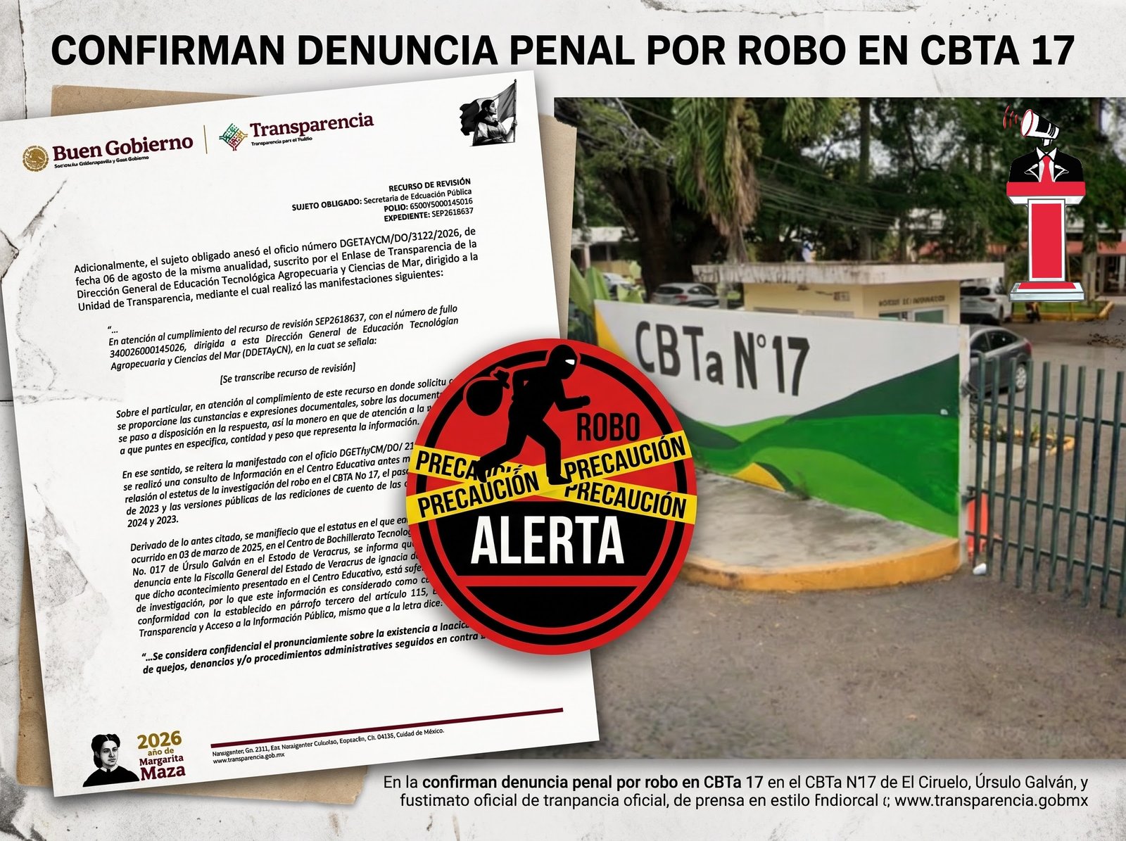 Confirma SEP existencia de denuncia ante la FGE por robo de cuotas en el CBTA 17 de Úrsulo Galván